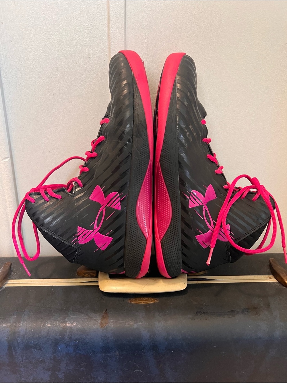 Under Armour Women's Black with Hot Pink Trim Athletic Sneakers